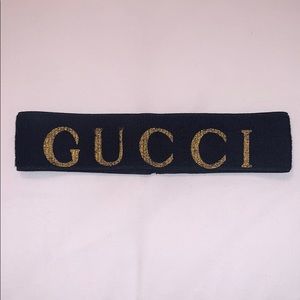 Gucci Headband with Logo in Black and Gold